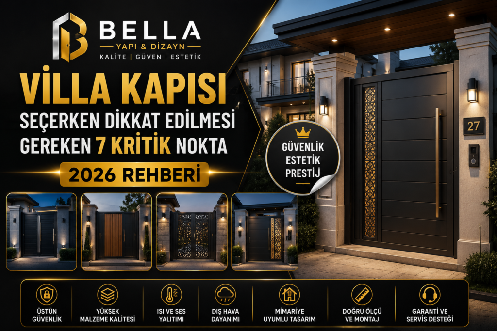 Modern villa kapısı modelleri ve villa kapısı seçerken dikkat edilmesi gereken güvenlik, yalıtım ve tasarım kriterleri